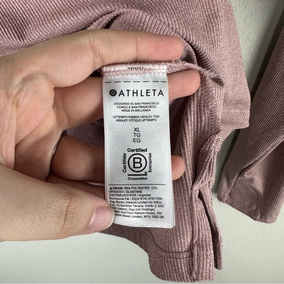 Athleta Pink Uptempo Ribbed Henley Long Sleeve Athleisure Minimalistic Top XL - Picture 4 of 6